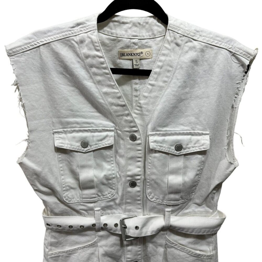 Blank NYC Womens Size S White 'Head in the Clouds' Sleeveless‎ Belted Romper - Picture 7 of 10